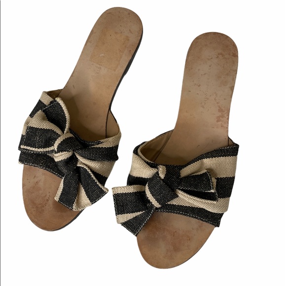 Anthropologie Shoes - Anthropologie Canvas Stripe Bow Knot Slide Sandal